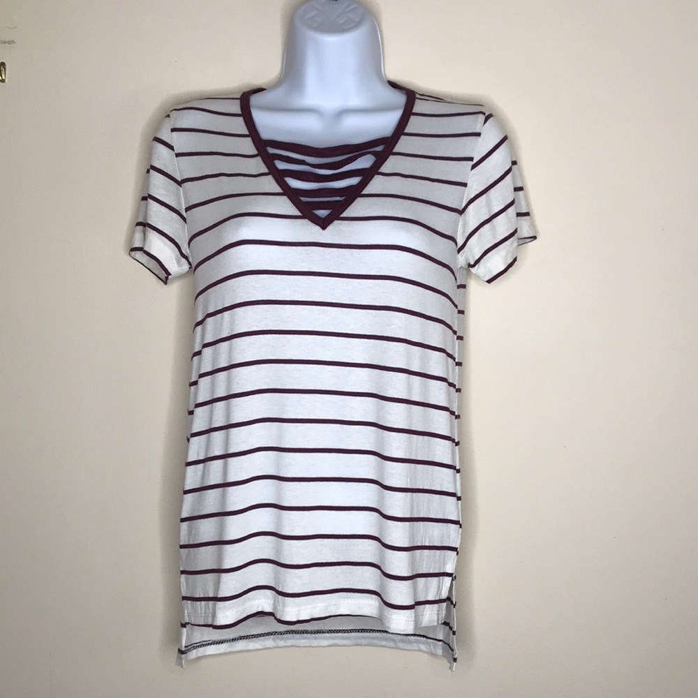 Glitz Striped Short Sleeve Top size Medium